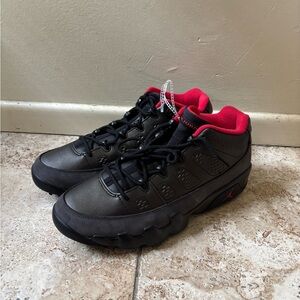 Men  Air Jordan 9 Retro Low Golf Charcoal Black/Red Cleat FJ5934-002 Sz 10.5